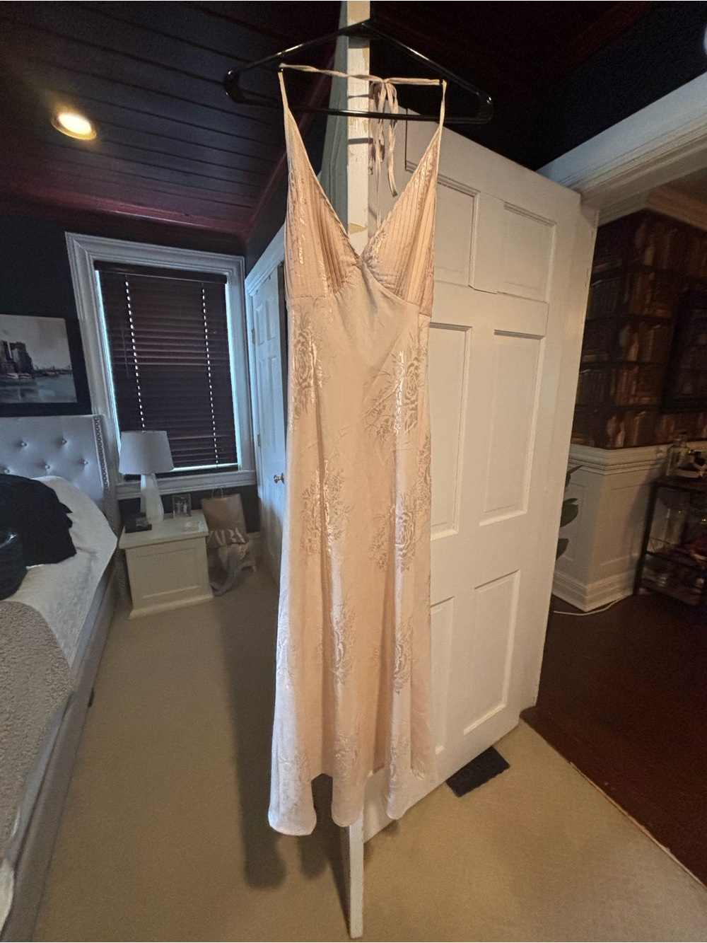 emory park Blush Ivory Lace Maxi Slip Dress